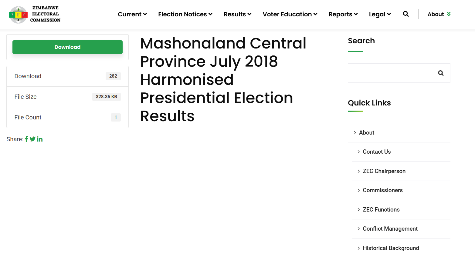 Zimbabwe Electoral Commission data files